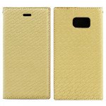Wholesale Samsung Galaxy S6 Edge Slim Check Magnetic Flip Leather Wallet Case (Gold)